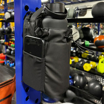 Cross-border hot-selling fitness magnetic water bottle bag water cup messenger bag gym phone key storage bag source spot